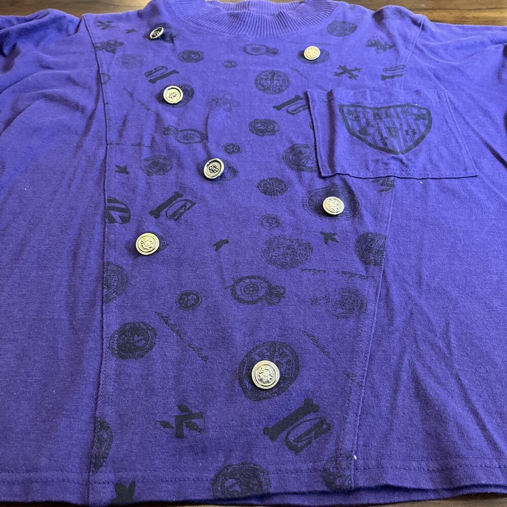 Vintage 1980s “Italian Club” Oversized Purple T-Shirt Women’s Large RARE Unique